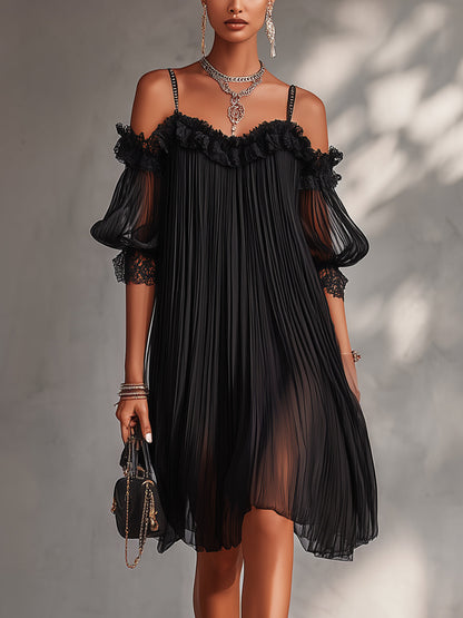 Victoria | Minivestido negro plisado