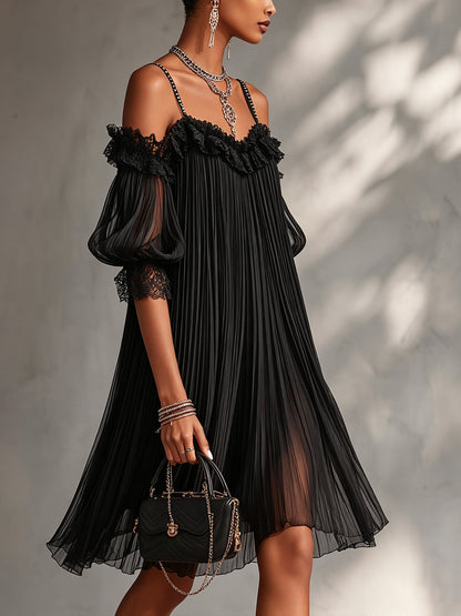Victoria | Minivestido negro plisado