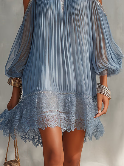 Serena | Minivestido azul con hombros descubiertos