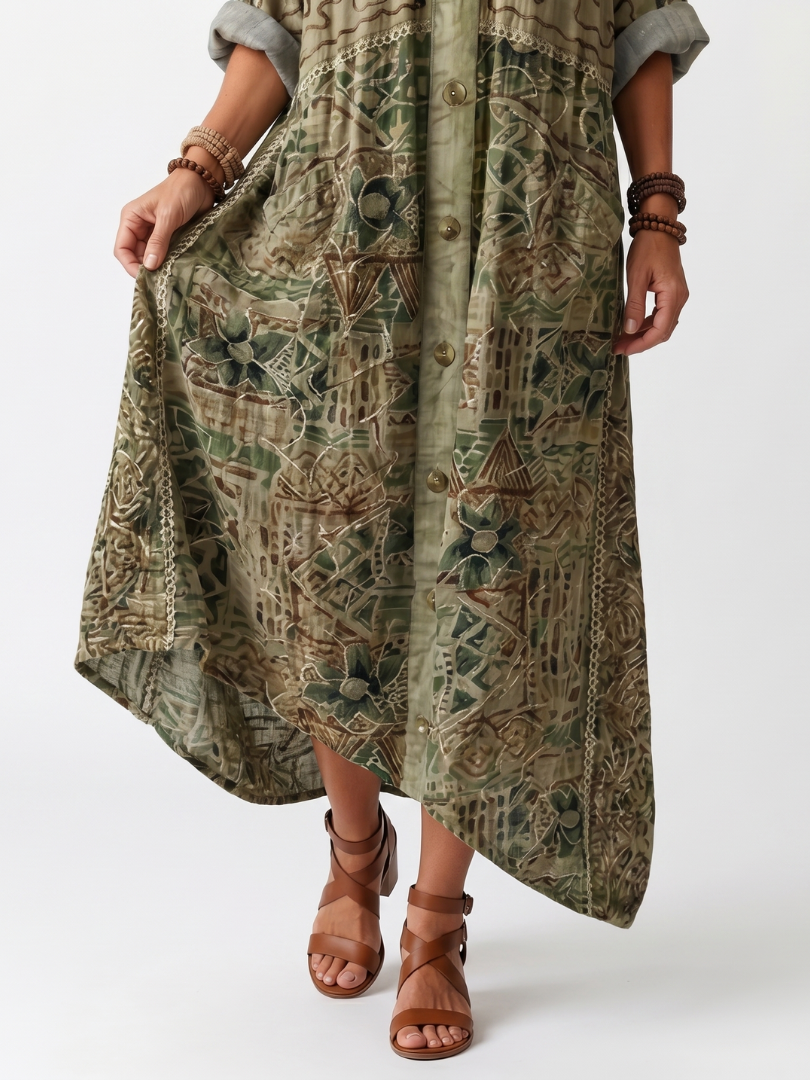 Alicia| Vestido Midi Oversize con Botones y Bolsillos