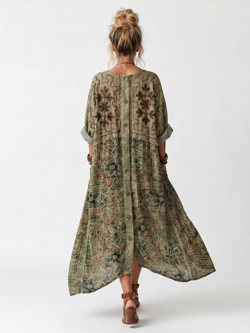 Alicia| Vestido Midi Oversize con Botones y Bolsillos