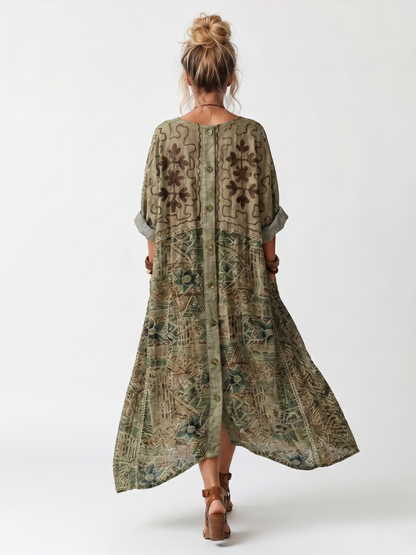 Alicia| Vestido Midi Oversize con Botones y Bolsillos