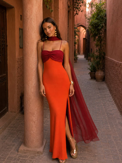 Noelia | Vestido Largo Bicolor