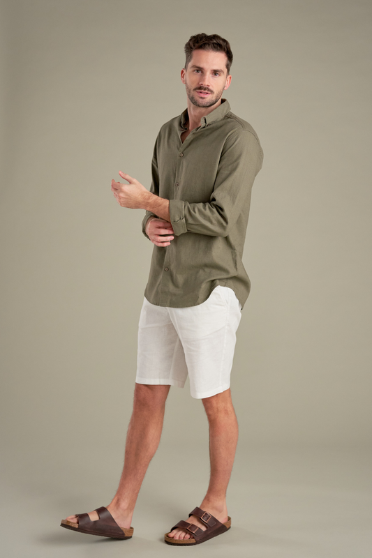 Manuel | Pantalones cortos blancos de lino