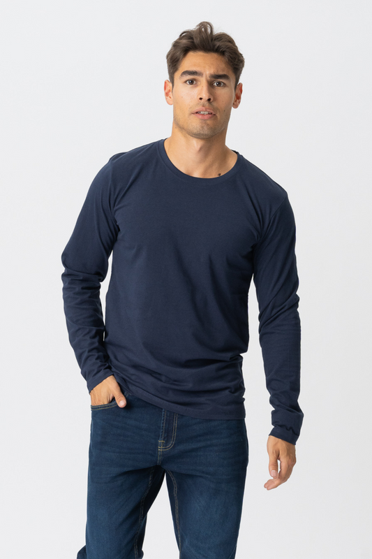 Cameron | Camiseta azul de manda larga