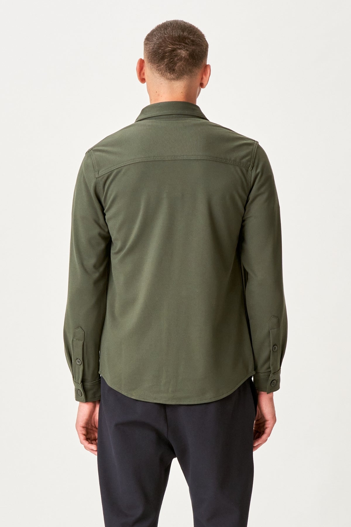 Camisa larga Overshirt Verde oliva oscuro