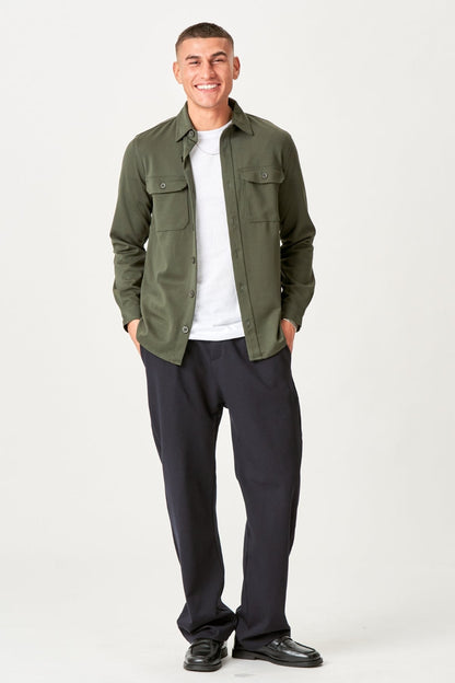 Camisa larga Overshirt Verde oliva oscuro