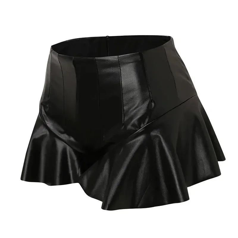 Olga | Pantalones cortos de cuero con volantes