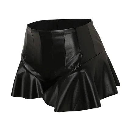 Olga | Pantalones cortos de cuero con volantes