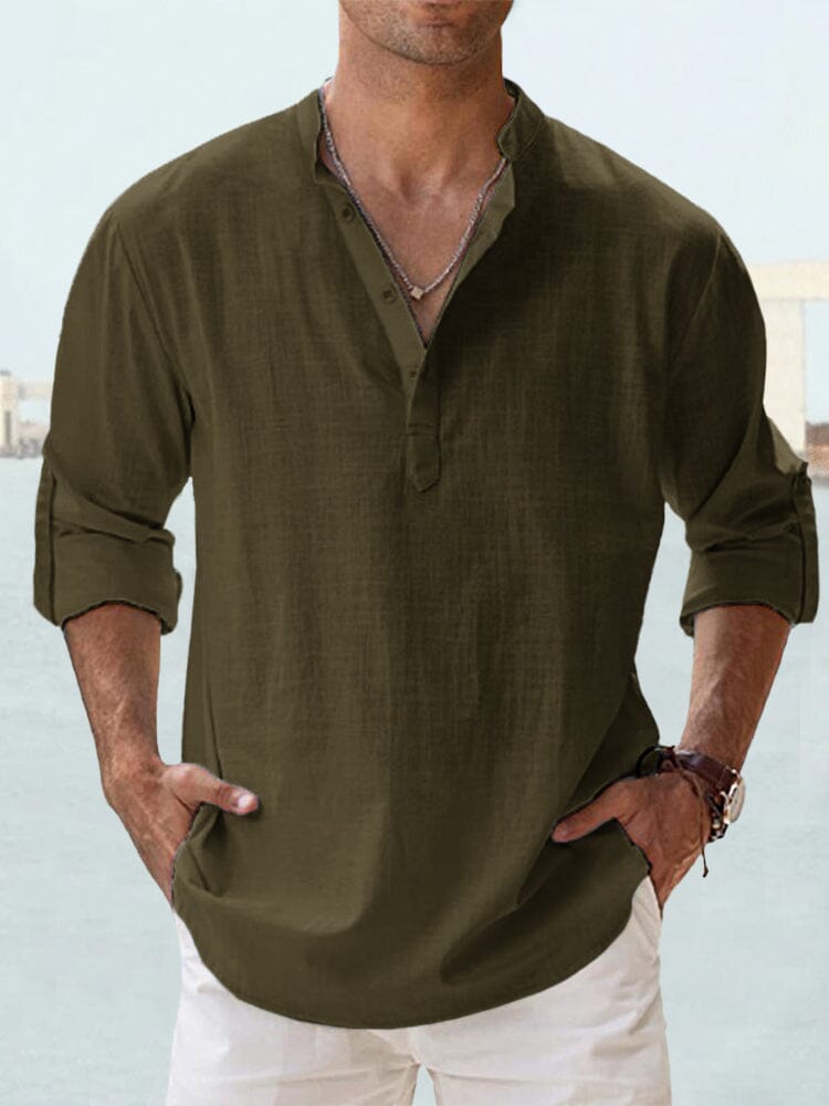 Auren| Camisa de lino y algodón cuello abierto
