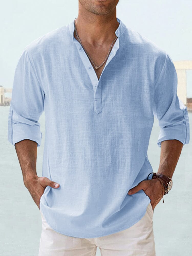 Auren| Camisa de lino y algodón cuello abierto