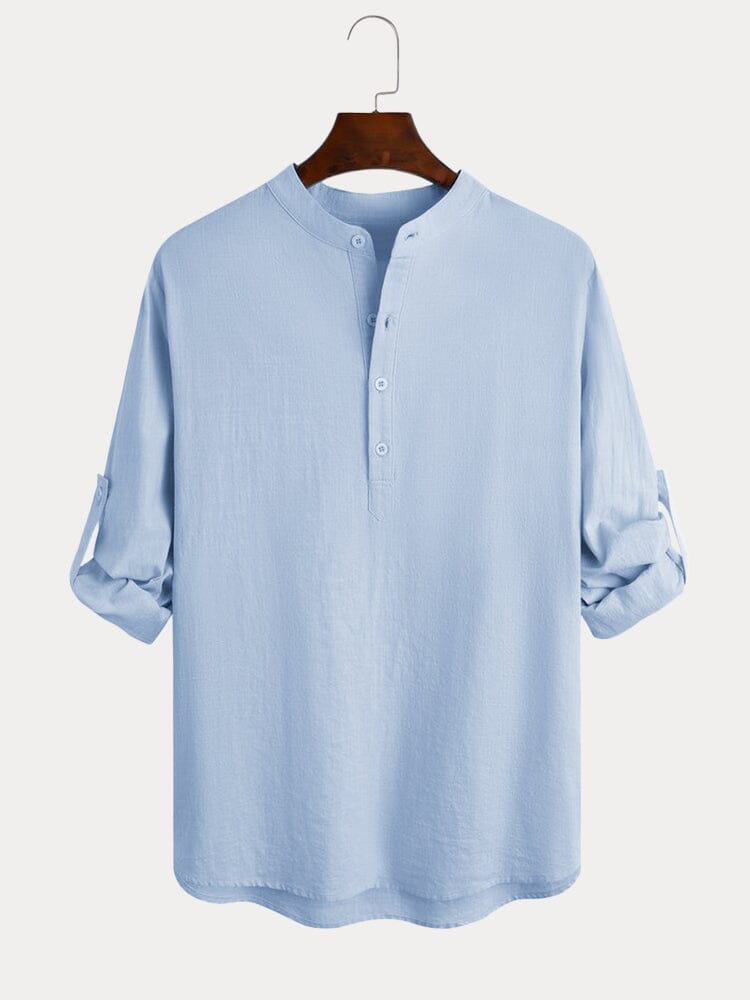 Auren| Camisa de lino y algodón cuello abierto