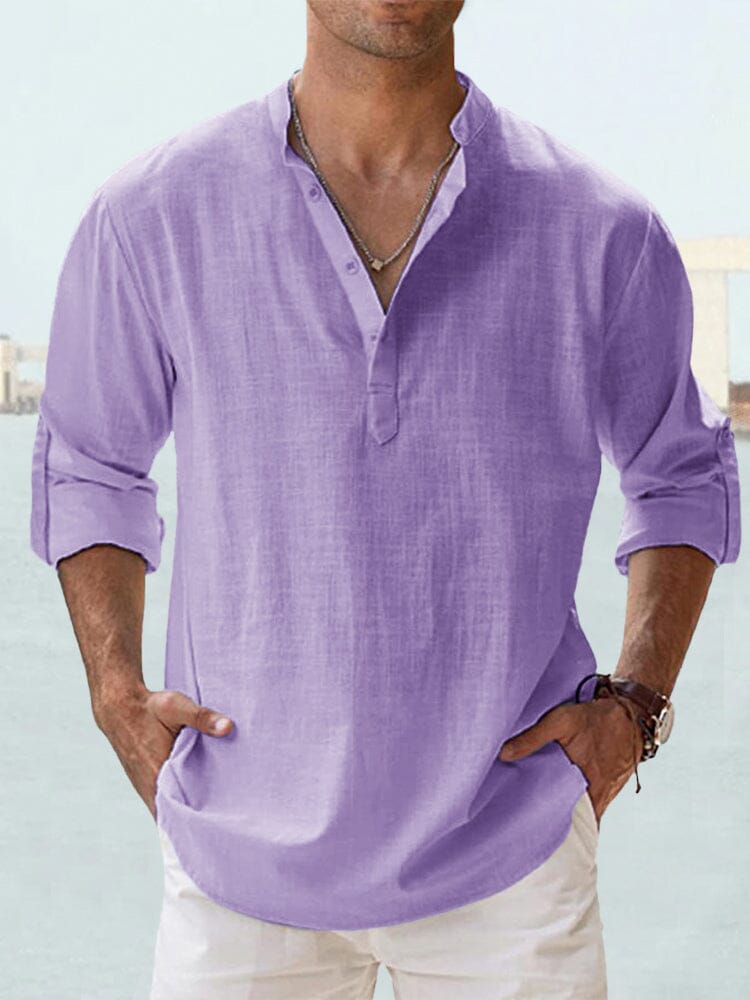 Auren| Camisa de lino y algodón cuello abierto