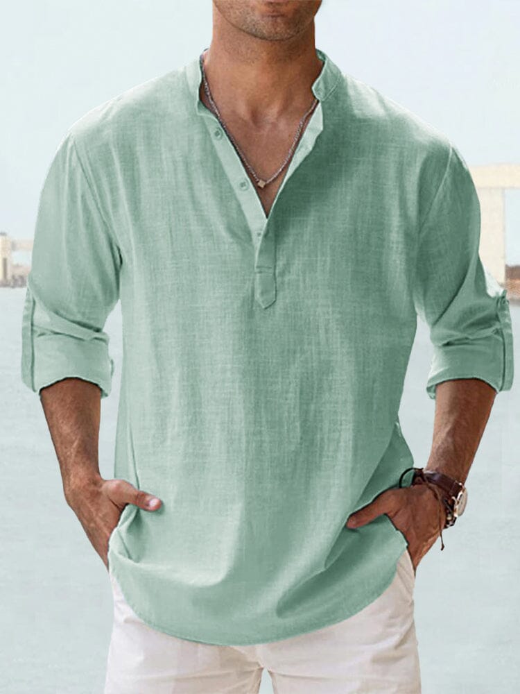 Auren| Camisa de lino y algodón cuello abierto