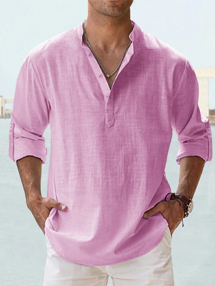 Auren| Camisa de lino y algodón cuello abierto