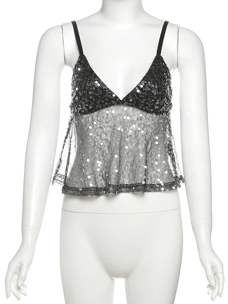 Paola | Top de malla con lentejuelas