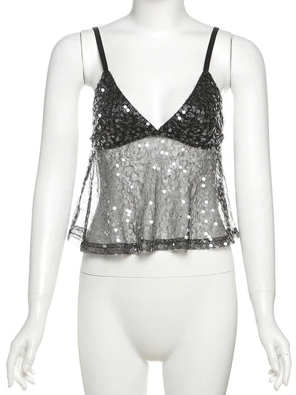 Paola | Top de malla con lentejuelas