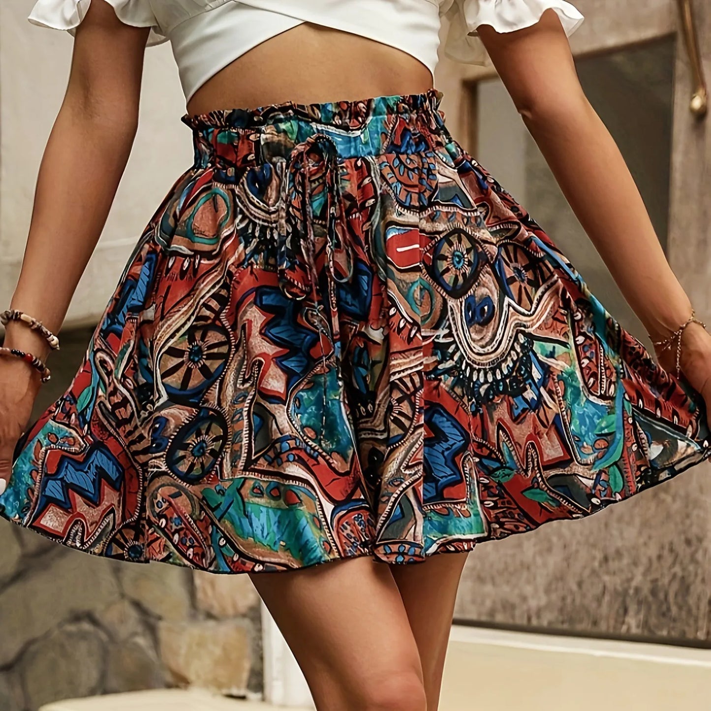 Cristina | Pantalones cortos boho con cordón