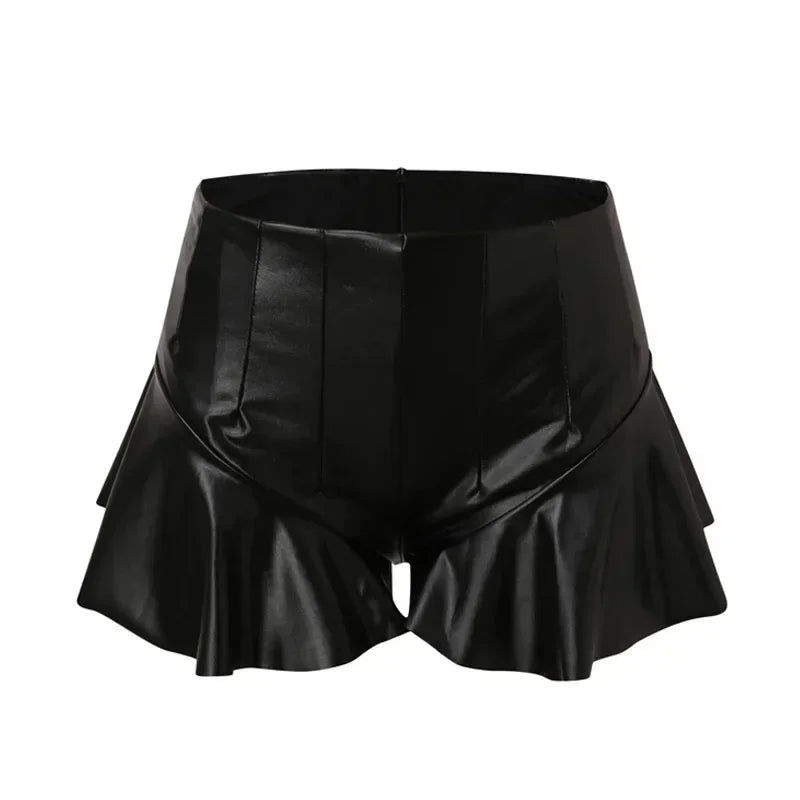 Olga | Pantalones cortos de cuero con volantes