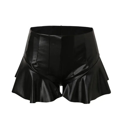 Olga | Pantalones cortos de cuero con volantes