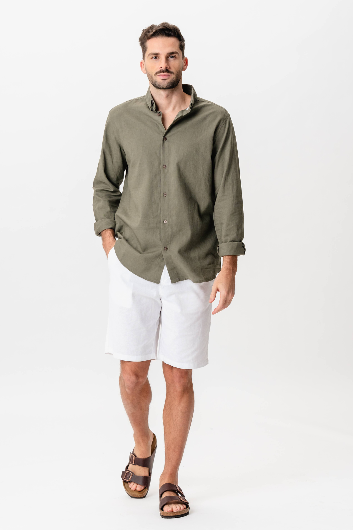 Manuel | Pantalones cortos blancos de lino