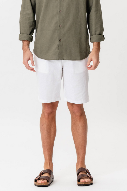 Manuel | Pantalones cortos blancos de lino