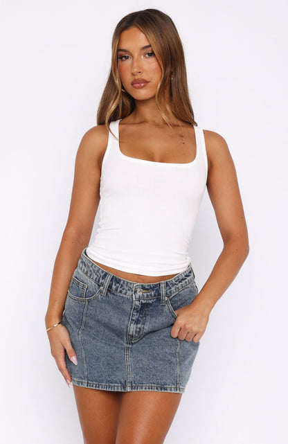Carolina | Top sin mangas acanalada blanca