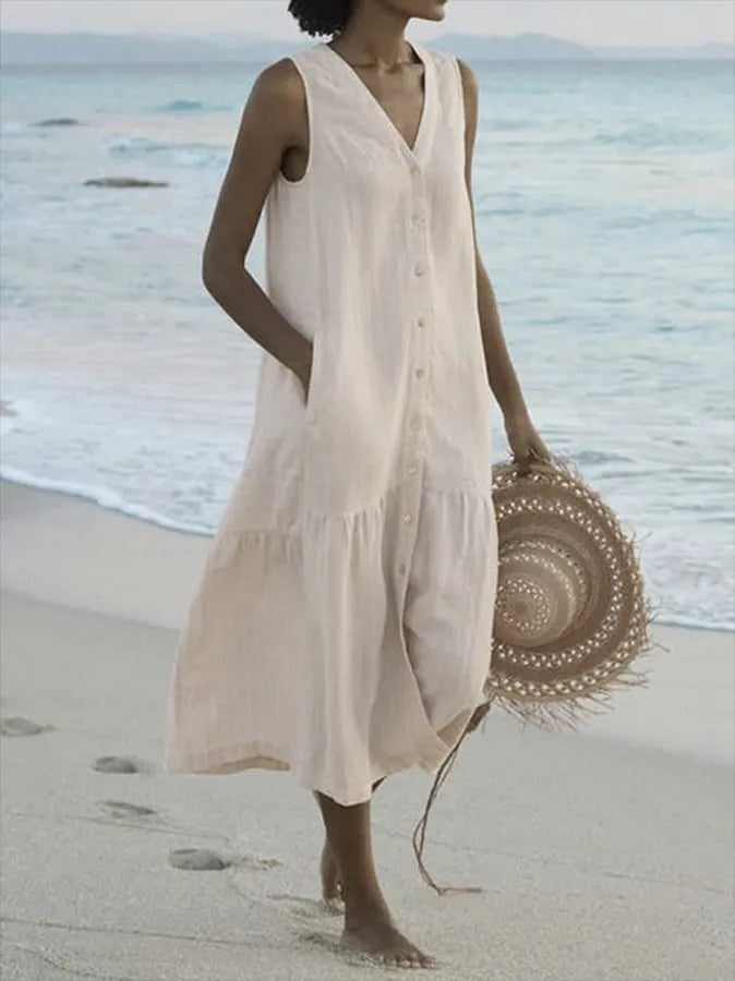 Soledad | Vestido Largo de Verano Mujer Escote V Tirantes