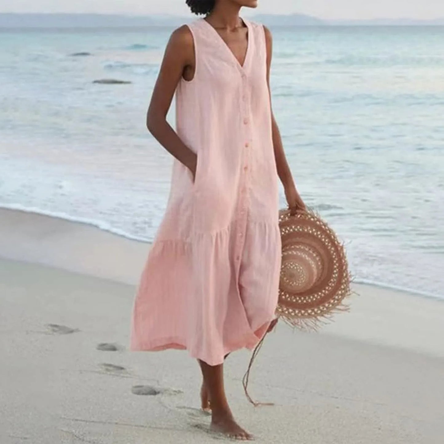 Soledad | Vestido Largo de Verano Mujer Escote V Tirantes