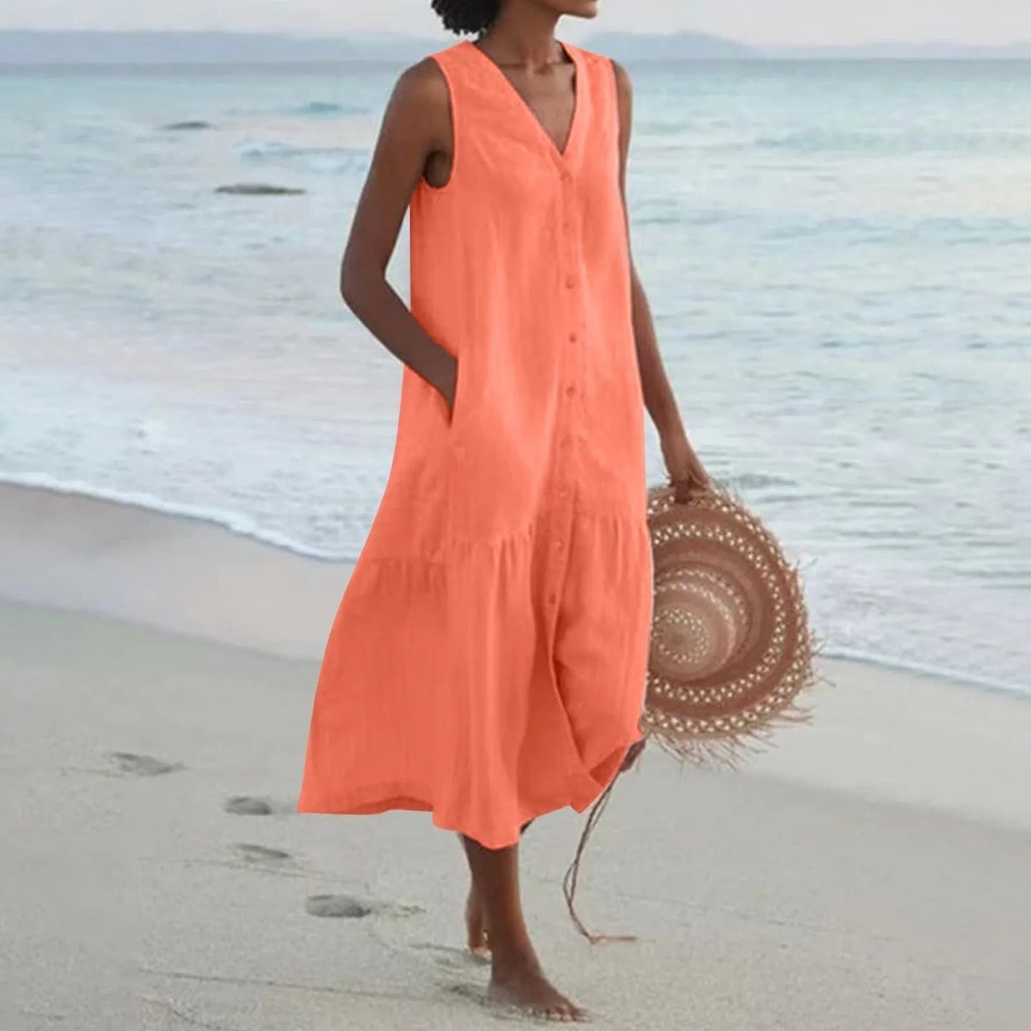 Soledad | Vestido Largo de Verano Mujer Escote V Tirantes