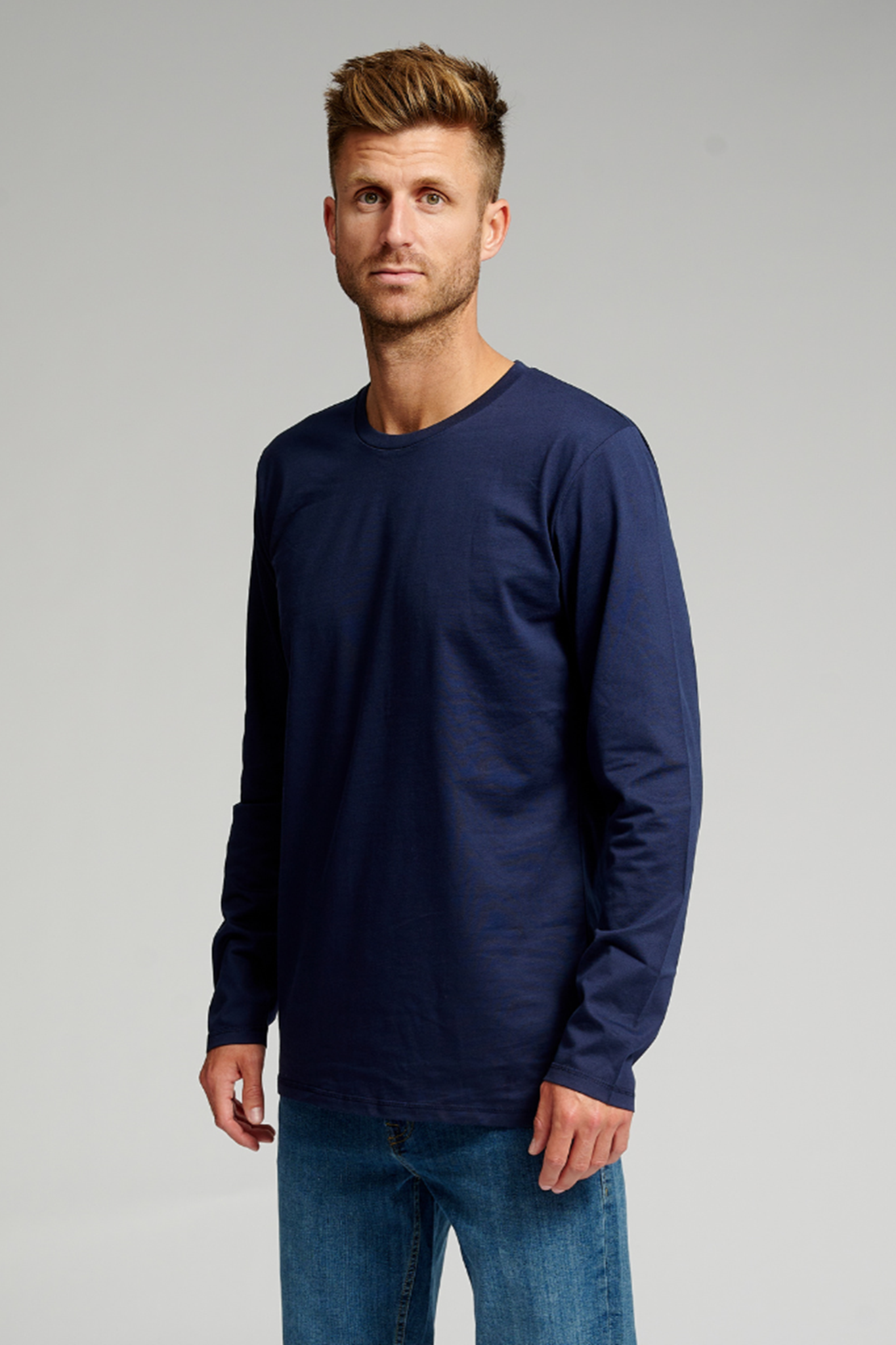 Cameron | Camiseta azul de manda larga